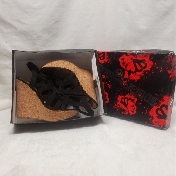 Fergalicious Shoes - ‼️Last Chance‼️Black Strappy Wedge Sandals